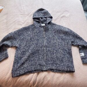 KROST Navy and Cream Speckled Zip Hoodie